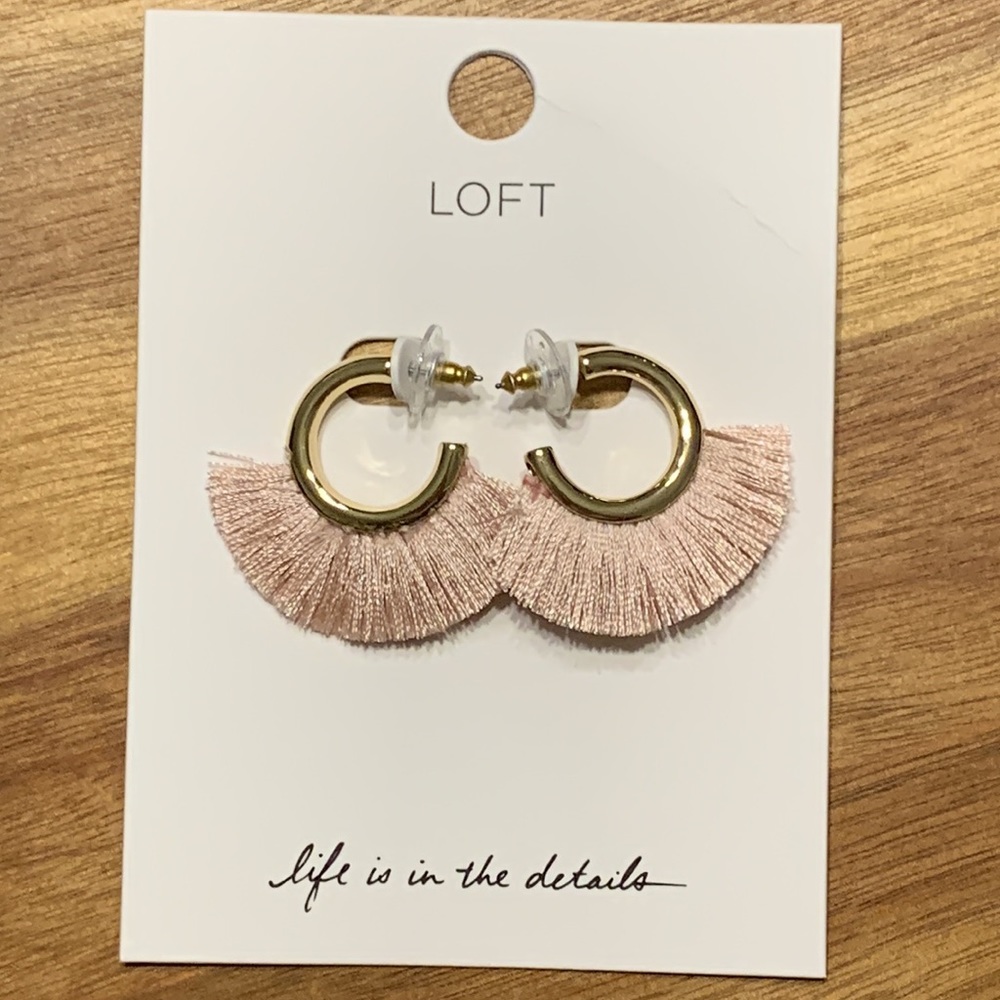 LOFT Fringe Half Hoop Earrings Boho Gypsy Summer